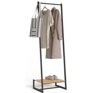 Newlux - Ezel voor kleding, hittebestendig tot 24 kg, met schoenenrek, kledingrek van metaal met hoge stabiliteit, eenvoudige montage, krasbestendige bodem, compact design (50 x 40 x 160 cm) | zwart