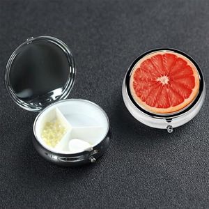 Pillendoosje pillendoosje 3 compartimenten kleine pillenorganizer voor portemonnee en zak reizen pillendoos rijpe grapefruit plak schattige medicijnorganisator pillenhouder om vitamines visolie vast