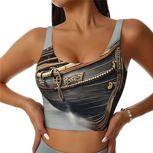 Oude Viking Boten Print Comfortabele Vrouwen Sport Vest Yoga Workout Vest Voor Vrouwen Lichtgewicht Zomer, Zwart, S