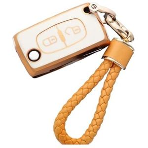 Sleutelbehuizing access Sleutelhangeraccessoires Voor Peugeot Voor Partner Voor Citroen Voor Berlingo C3 Voor Picasso 2010 2009-2016 TPU-autosleutelhoes LTQSIV(White gold Set 1)