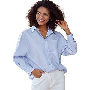 dames topjes Effen schouderoverhemd - Casual oversized overhemd met lange mouwen (Color : Baby Blue, Size : Small)