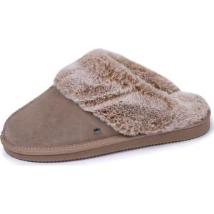 Isotoner Pantoffels pantoffels voor dames, leer, gevoerd, warm, Beige, 41 EU