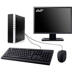 HP PC EliteDesk 800 G3 SFF display 22 inch Intel G4400 RAM 8 GB SSD 960 GB W11 WiFi (gereviseerd)