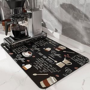 Wansiman Anti-slip koffiemachine-onderlegger, afdruipmat voor koffiezetapparaten, onderlegger koffiezetapparaat, met patroon, antislip, voor koffiezetapparaat, keuken, gootsteen, bescherming van het