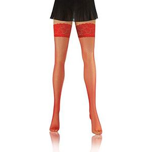 Sesto Senso Dames Fishnet Kousen Ophouden Hold Up Stockings Kant 1 Paar 1/2 Rood 1