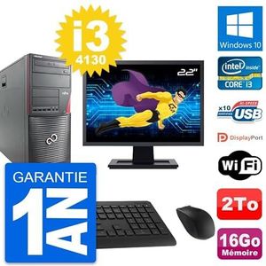 Fujitsu W530 PC Tower, 22 inch (55,6 cm), Intel i3-4130 RAM, 16 GB, 2 TB, Windows 10, WiFi (gereviseerd)