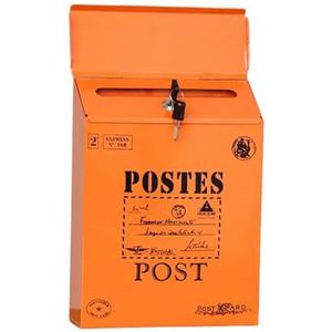 Brievenbus IJzeren Suggestie Box Suggestie Box Rustieke Stijl Wandmontage Brievenbus met vergrendeling Veilig Levendig voor Werkplek (Oranje A)
