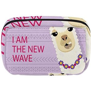 Reis Gepersonaliseerde Make-up Bag Cosmetische Tas Toiletry tas voor vrouwen en meisjes Leuke Alpaca Animal Purple, Meerkleurig, 17.5x7x10.5cm/6.9x4.1x2.8in