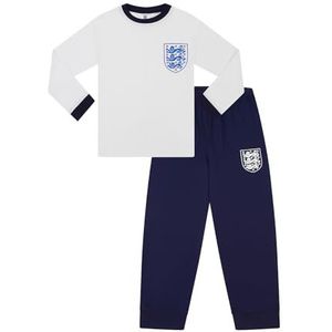 Officiële Engelse voetbalteam jongens lange katoenen pyjama set, Kleur: wit, 7-8 jaar