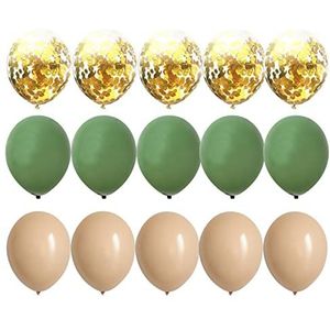 Ballonnen 2 0 stks 1 0 inch ballon kit retro groene witte gouden ballen for verjaardag trouwdag jungle zomer feest decor huisbenodigdheden Heliumballonnen (Color : 15pcs 10inch C, Size : 10inch)