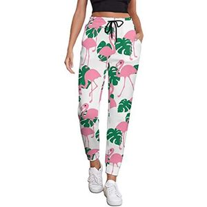 Roze Flamingo's Patroon Vrouwen Atletische Jogger Broek Sweatpant Lounge Broek Met Zak