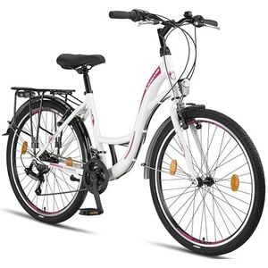 Licorne Bike Stella Premium City Bike in 26 inch: fiets voor meisjes, jongens, dames en heren, Shimano 21 versnellingen, Nederlandse fiets, wit