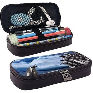 ZaKhs Pinguïn Printprint Etui voor Jongens Meisjes Grote Capaciteit Multi Functionele Make-up Tas Organizer Pouch voor Kantoor Reizen, Zwart, Eén maat, Make-up zakje