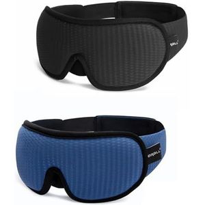 3D-slaapmasker, lichtblokkerend, oogmasker van traagschuim, zacht gevoerde reishulp (2 stuks, zwart en blauw)