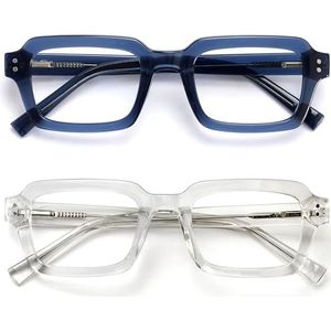 OPULIZE EDG Blue Light Blocking Glasses for Women Men, Anti-reflective Anti-Glare Computer & Gaming Lenses, Vintage Rectangular Frame, UV & Eyestrain Protection, Blue Clear (Pack of 2)