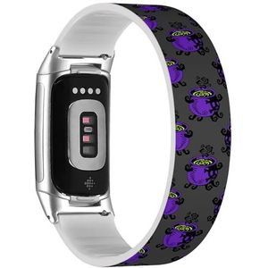 RYANUKA Solo Loop band compatibel met Fitbit Charge 5 / Fitbit Charge 6 (Witch Purple Cauldron Boiling Potion) rekbare siliconen band band accessoire, Siliconen, Geen edelsteen