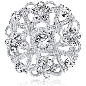 Prachtige kleine kraagspeld holle diamant stof bloem broches bruiloften feest casual broche geschenken-imitatie rhodium plated