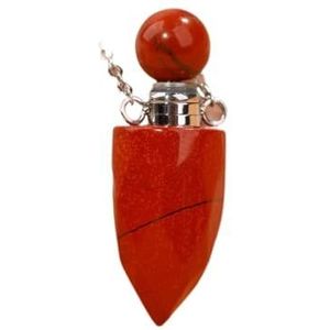 Healing Amethyst Quartz Parfumfles Hanger Ketting for Vrouwen Facet Stone Bullet Essentiële Olie Flacon Sieraden Cadeau (Color : Red Jasper)