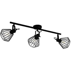 EGLO Plafondlamp Tabillano, 3 lichtpunten, vintage, industrieel, modern, plafondspot van staal, woonkamerlamp in zwart, keukenlamp, spots met E27-fitt