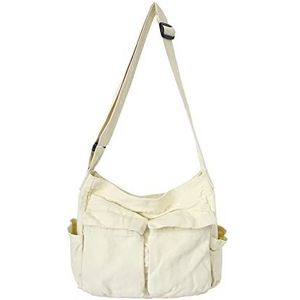 Canvas Messenger Bag voor heren, grote capaciteit, schoudertas, hobo crossbody bag met meerdere zakken, voor heren en dames, #02, 40CM*34CM*15CM