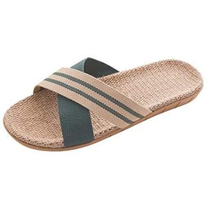 GeRRiT Slippers for heren Zomer Casual waterdicht antislip Platte teenslippers met open teen Strandvakantie Sliders Sandalen Binnen Buiten Badkamer Doucheslipper for dames Heren Slides (Color : Green