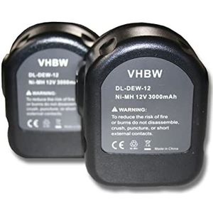vhbw 2 x batterijvervanging voor Rems 571510, 571510 R12, 571513 voor elektrisch gereedschap (3000mAh NiMH 12 V)