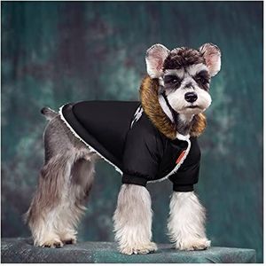 Modieuze bontkraag windjack koudebestendige kleding super warme winter puppy kleding kleine honden waterdichte stof herfst verdikt huisdier hoodie Chihuahua puppy kleding bontjas voor mopshond