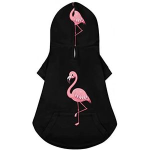 De schattige mooie roze flamingo schattige hond hoodie print huisdier kleding trui trui jas met hoed voor kleine honden katten L