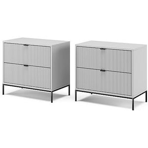 Vicco - Eliza Nachtkastje - Grijs - Set van 2 - Spaanplaat