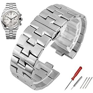 Roestvrijstalen horlogeband compatibel met VC 47040 47660 / 000G-9829 Serie Metalen riem 24 * 7mm zilveren armband polsband herenhorloge ketting (Color : Style 2-Silver, Size : 24mm-8mm)