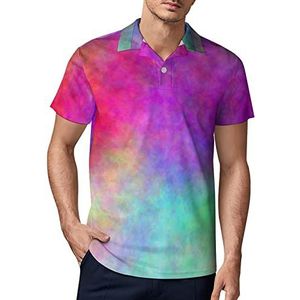 Abstracte Regenboog Aquarel Mannen Golf Polo-Shirt Zomer Korte Mouw T-Shirt Casual Sneldrogende Tees 2XL