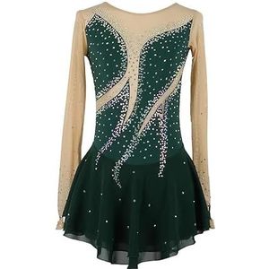 Nnnydjy Kunstschaats Kostuum Voor Dames Schaatsrok Voor Dames Handgemaakt Turnpakje Sportkleding Rollerpak Met Lange Mouwen Voor Wintersporten,A,11_13Years