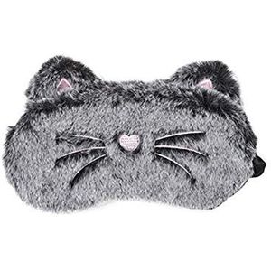Ototon Slaapmasker van pluche kat konijn nachtmasker oogbescherming anti-licht anti-vermoeidheid om te slapen ontspanning reis cadeau, zwart.