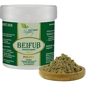 Vitaideal Vegan® bijvoet kruid poeder 300 g. inclusief maatlepel, puur natuurlijk poeder zonder additieven.