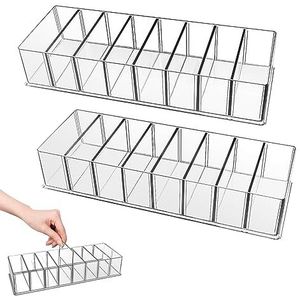 VMUTGA 2 Stuks 8 compartimenten Afneembare Cosmetische Transparante Organiser Make-up Oogschaduw Lipsticks Nagellak Opbergdozen voor Slaapkamer Ijdelheid Dressing Tafel Kabinet