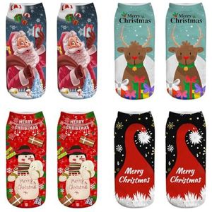 yeeplant 4 Pairs Cartoon Kerst Gezellige Unisex Mode Ademend Sokken Leuke Herten Sneeuwman Patroon Gedrukt Sokken, Meerkleurig, Eén Maat