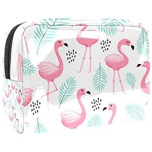 Make-uptas PVC toilettas met ritssluiting waterdichte cosmetische tas met tropisch Flamingo patroon voor dames en meisjes