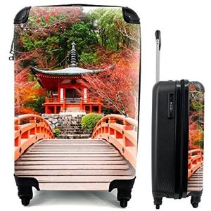 MuchoWow® Koffer - Brug - Pagode - Japans - Rood - Natuur - Past binnen 55x40x20 cm en 55x35x25 cm - Handbagage - Trolley - Fotokoffer - Cabin Size - Print