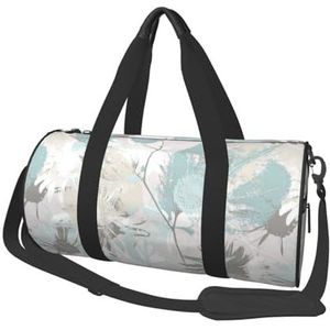 Mint grijze bladeren, grote capaciteit reizen plunjezak ronde handtas sport reistas draagtas fitness tas, zoals afgebeeld, Eén maat