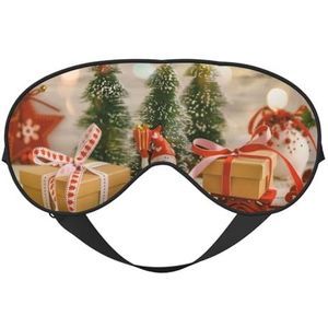 CRJSYCBYB Kerstboom bal sterren gedrukt zacht oogmasker slapen oogmasker reizen oogmasker
