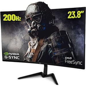 YEYIAN Sigurd - 23,8 Inch Gebogen Gaming Monitor Full HD 200Hz, 1ms, AMD FreeSync & NVIDIA G-Sync Compatible, 96% sRGB, HDMI/DisplayPort, Ingebouwde Speakers, VESA, Zwart