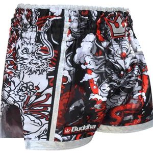 Buddha Fight Wear - Fantasy - Retrobroek - Wit en Meerkleurig - Premium voor Kickboksen en Muay Thai