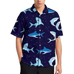 Leuke haaien Hawaiiaanse shirt voor mannen zomer strand casual korte mouw button down shirts met zak