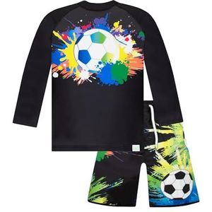 Harry Bear Zwemkostuum Voor Jongens | Voetbal Zwemset Voor Jongens | 2-delige Zwemset Voor Jongens | Voetbal Zwempak Voor Jongens | Zwart 134