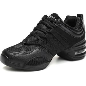 YCALCP Sport Dansschoenen Dames Kant omhoog Zool Luchtkussen Oefenen Sneakers,729-Zwart-43 EU