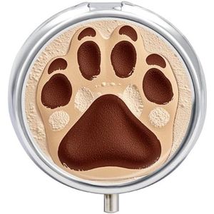 Hondenpoot Print Pillendoos Case 3 Compartiment Travel Medicine Pill Organizer 3x A Day Draagbare Vitamine Organizer met Spiegel Kleine Pillendoos voor Portemonnee & Pocket Leuke Dagelijkse