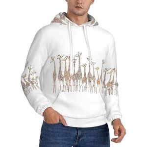 Jkkghll Leuke Wilde Cartoon Giraffen Print Mannen Hooded Warme Lichtgewicht Trui Voor Winter Herfst En Lente Casual Wear, Zwart, XS