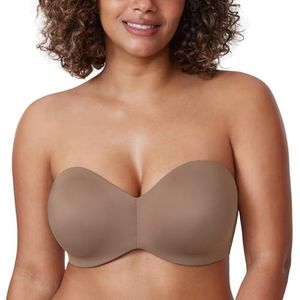 DELIMIRA Strapless-bh Voor Dames Zonder Beugel Minimizer Met Beugel Plus Ondersteuning Voor Maten Bruin Paars 80D
