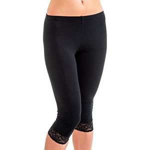 HERMKO 5722 Capri-leggings met kant voor dames, zwart, M