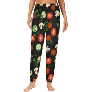 Veganistische groente dames pyjama lounge broek elastische tailleband nachtkleding bodems print